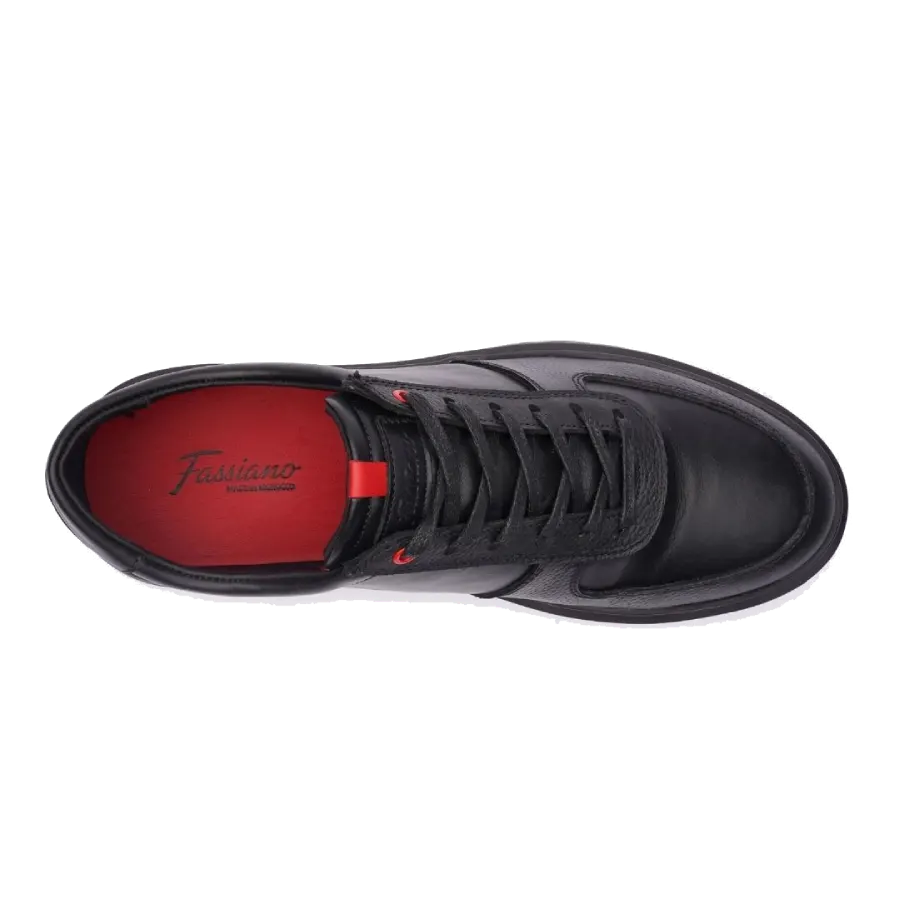 Fassiano Prime — sneaker premium cuir noir et rouge